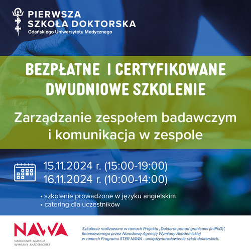Szkolenie pt. "Zarządzanie zespołem badawczym + komunikacja w zespole"