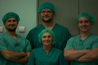 Od prawej strony: dr Adam Polcyn, inst. Beata Dorosz, lek. dent. Michał Rogula, dr Adam Michcik