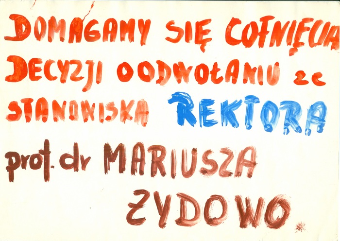 Plakat w obronie prof. Mariusza Żydowo