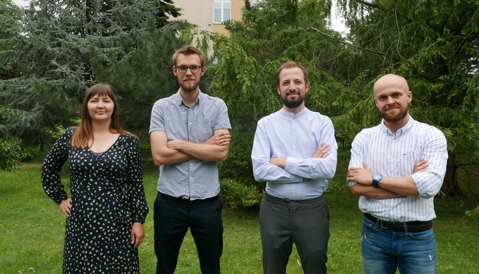 Uczestnicy projektu (od lewej): mgr Dagmara Szynkiewicz, dr Szymon Ulenberg, dr Mariusz Belka, mgr inż. Paweł Georgiev