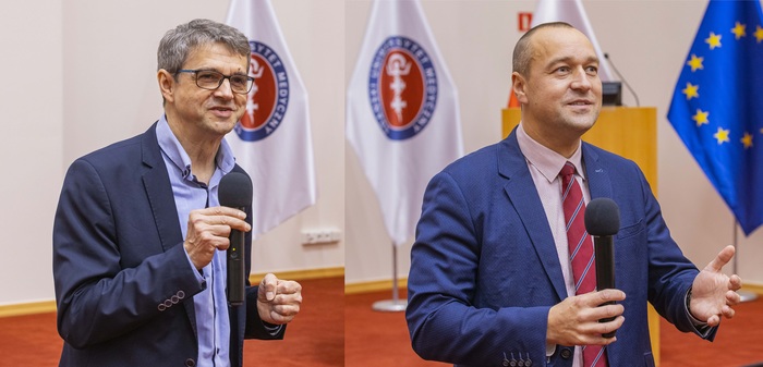 od lewej: prof. Ryszard Tomasz Smoleński i prof. Tomasz Bączek, fot. Paweł Sudara/GUMed