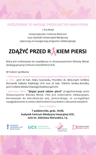 "Zdążyć przed rakiem piersi" - zaproszenie