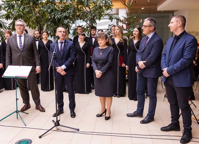 od lewej: Jakub Kraszewski, prof. Marcin Gruchała, dr Mirosława Pellowska-Piontek, prof. Marcin Renke, dr Piotr Gutknecht