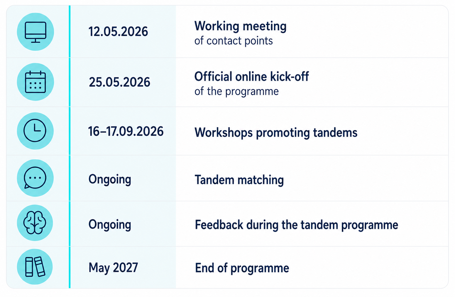 tandems schedule