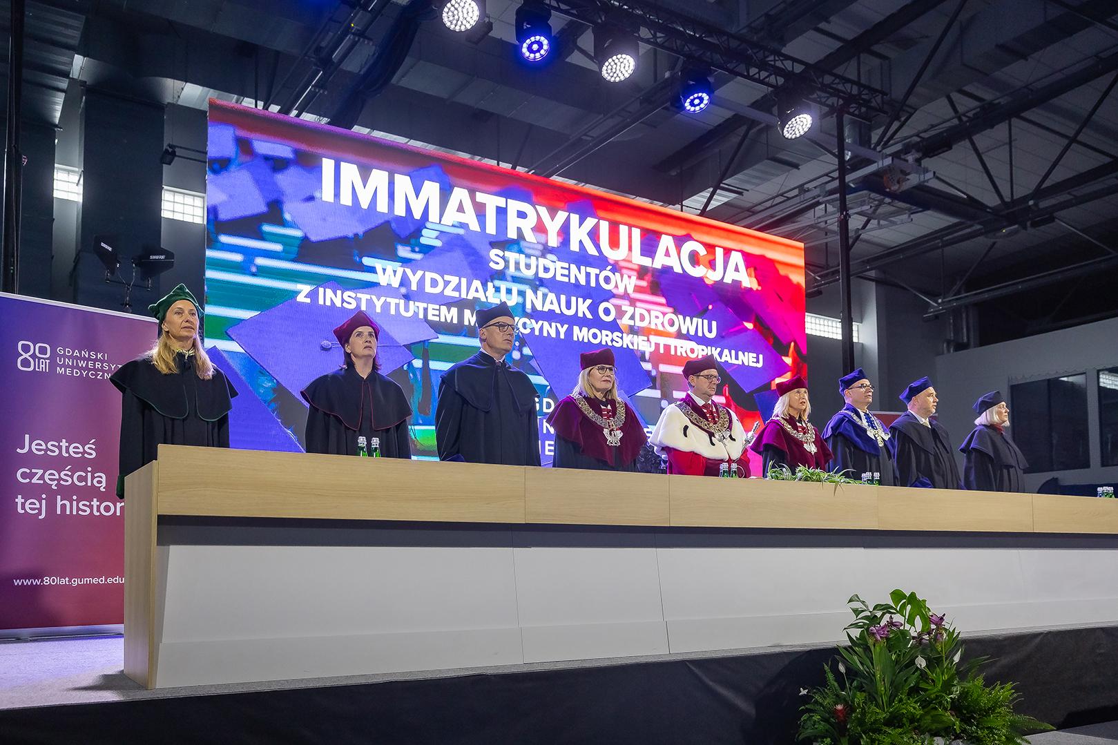 Władze Uczelni podczas immatrykulacji studentów Wydziału Nauk o Zdrowiu z IMMiT