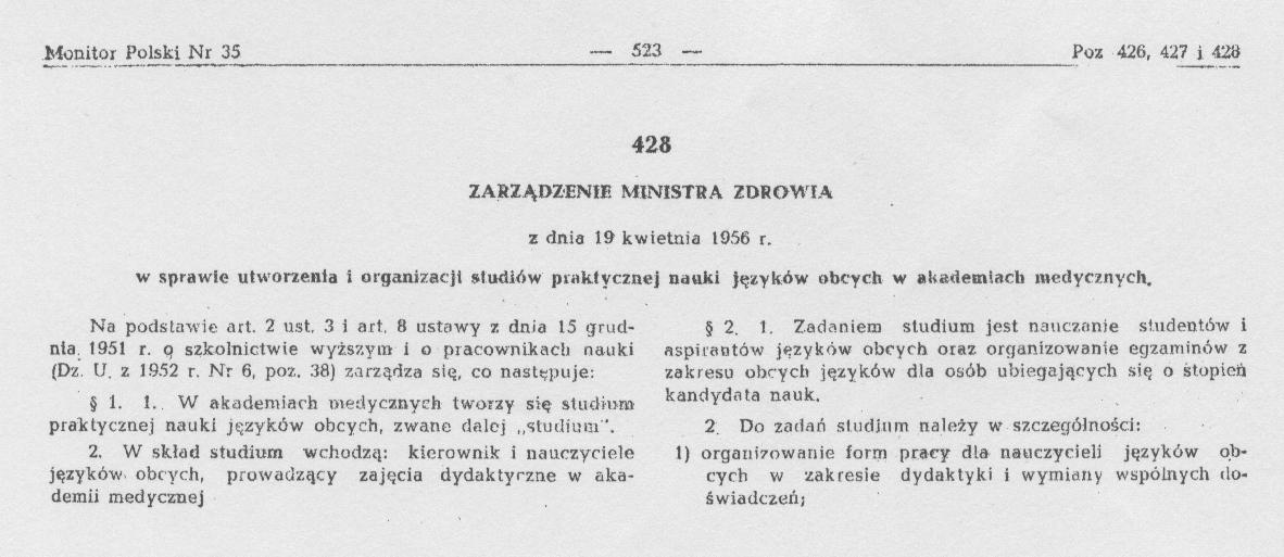 Zarządzenie, Monitor Polski