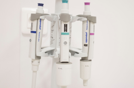 Pipety automatyczne Eppendorf w laboratorium Centrum Badań Klinicznych Wczesnych Faz